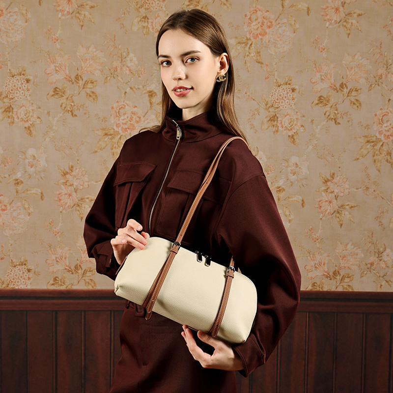 Wholesale Bowling Boston Bag | Genuine Leather Tote Shoulder Handbag for Commute | Louis Bags