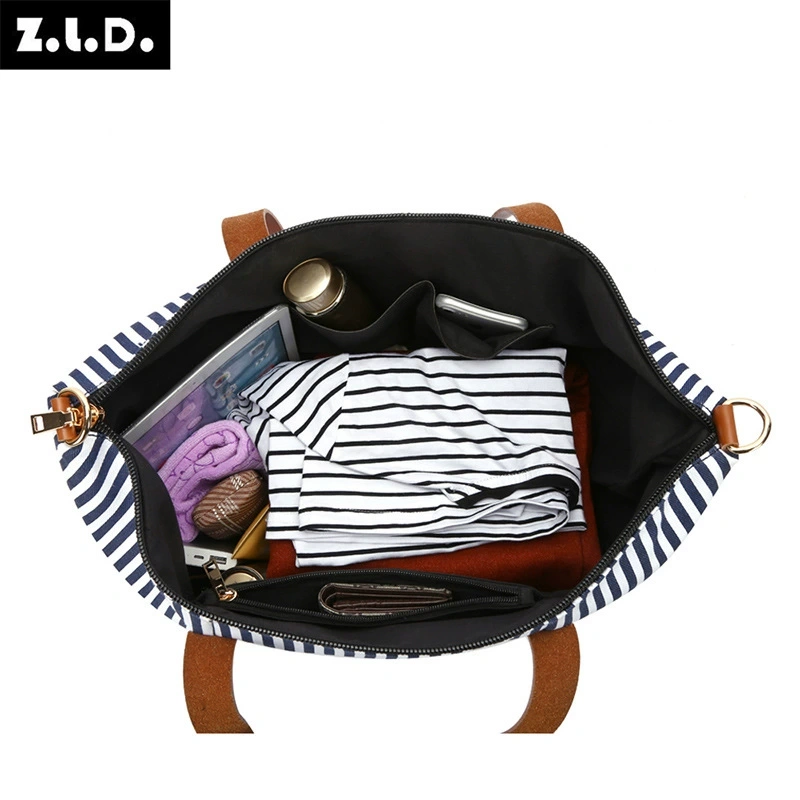 Wholesale Striped Canvas Beach Bag Manufacturer | Custom Women's Handbag Tote for Casual Summer | Louis Bags