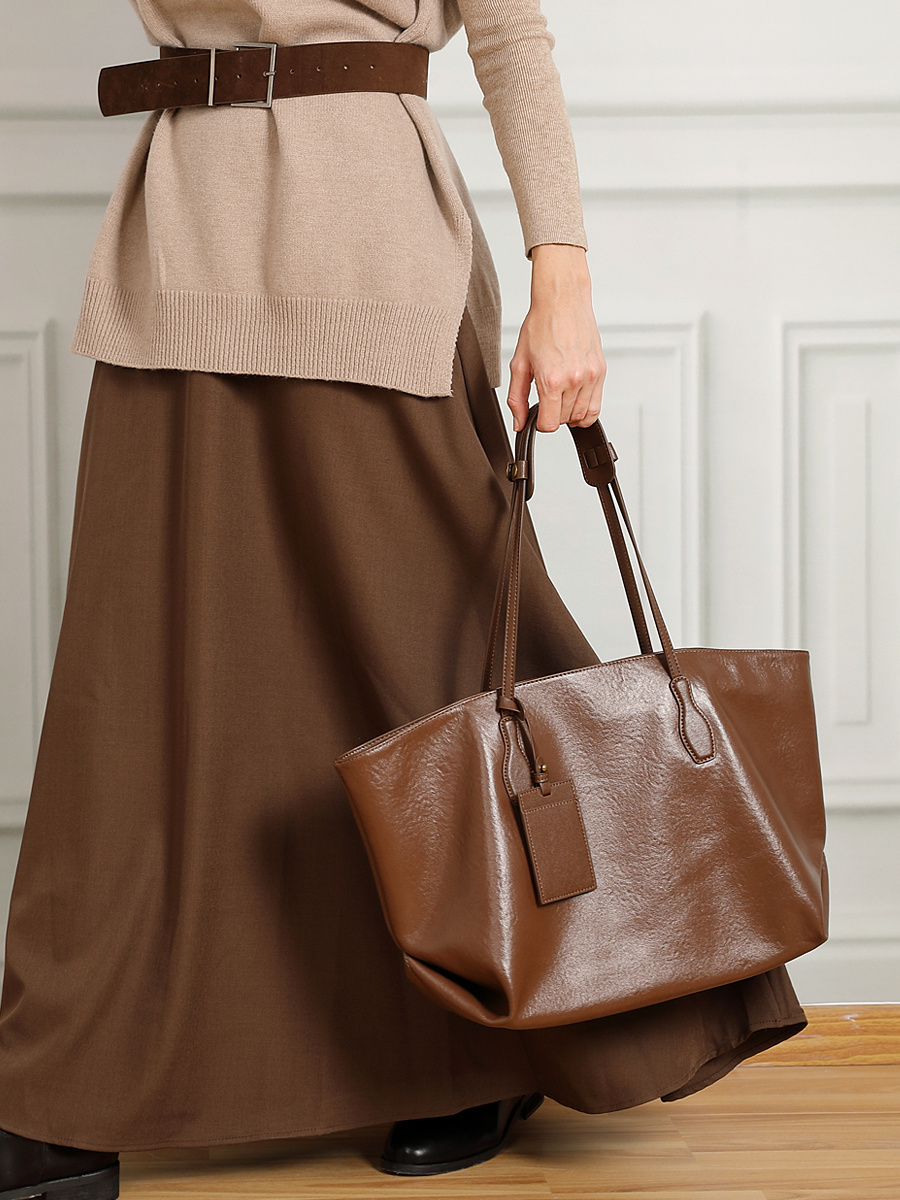 Wholesale Vegetable Tanned Leather Tote Bag | Large Capacity Commuter Handbag | Louis Bags