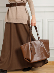 Wholesale Vegetable Tanned Leather Tote Bag | Large Capacity Commuter Handbag | Louis Bags