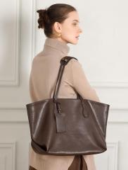 Wholesale Vegetable Tanned Leather Tote Bag | Large Capacity Commuter Handbag | Louis Bags