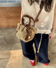 Wholesale Raffia & Oil Wax Leather Handbag | Fashion Tote for Women | Louis Bags
