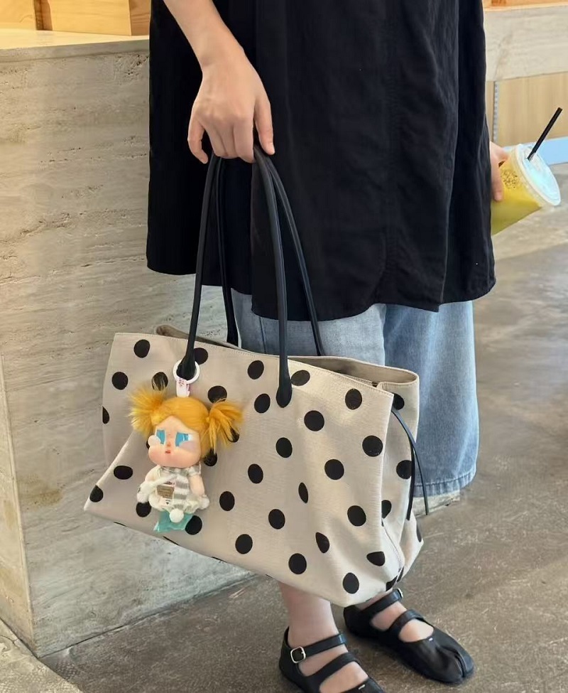 Wholesale Korean Polka Dot Linen Tote | Summer Casual Shoulder Bag for Women | Louis Bags