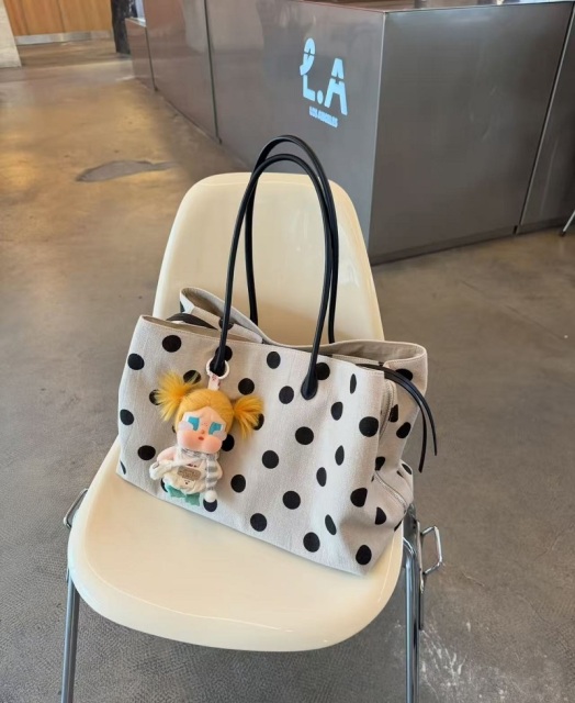 Wholesale Korean Polka Dot Linen Tote | Summer Casual Shoulder Bag for Women | Louis Bags
