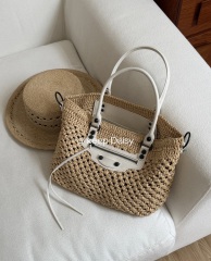 Wholesale Raffia & Oil Wax Leather Handbag | Fashion Tote for Women | Louis Bags