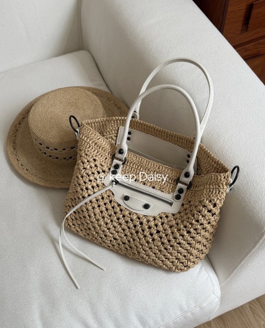 Wholesale Raffia & Oil Wax Leather Handbag | Fashion Tote for Women | Louis Bags