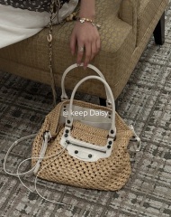 Wholesale Raffia & Oil Wax Leather Handbag | Fashion Tote for Women | Louis Bags