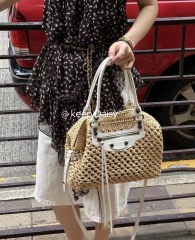 Wholesale Raffia & Oil Wax Leather Handbag | Fashion Tote for Women | Louis Bags