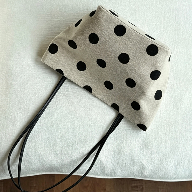 Wholesale Korean Polka Dot Linen Tote | Summer Casual Shoulder Bag for Women | Louis Bags
