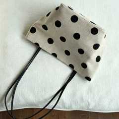 Wholesale Korean Polka Dot Linen Tote | Summer Casual Shoulder Bag for Women | Louis Bags