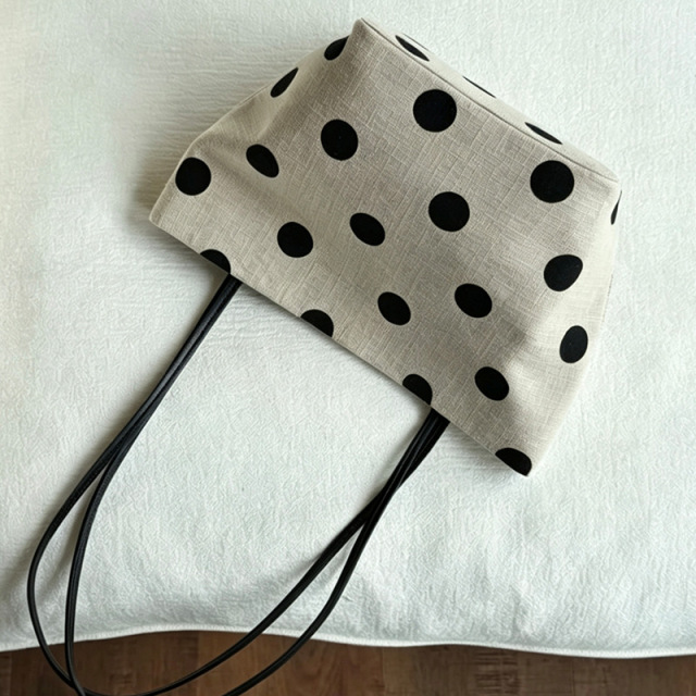 Wholesale Korean Polka Dot Linen Tote | Summer Casual Shoulder Bag for Women | Louis Bags