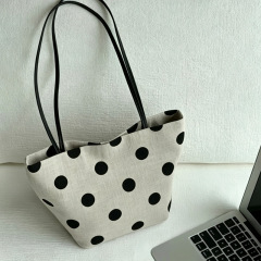 Wholesale Korean Polka Dot Linen Tote | Summer Casual Shoulder Bag for Women | Louis Bags