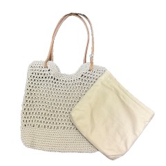 Handmade Wax Rope Woven Hollow Bucket Bag 2026 Summer Vacation Casual Beige Beach Shoulder Bag OEM