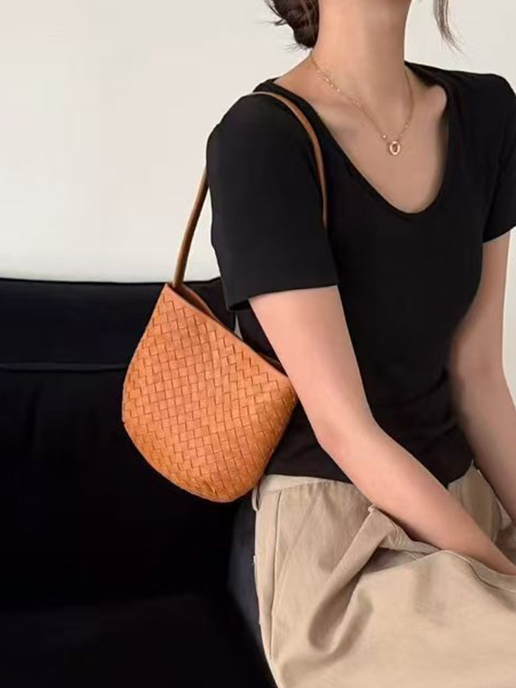 Summer Commute Handmade Top Layer Leather Shoulder Bag 2026 New Women's Bucket Bag OEM ODM