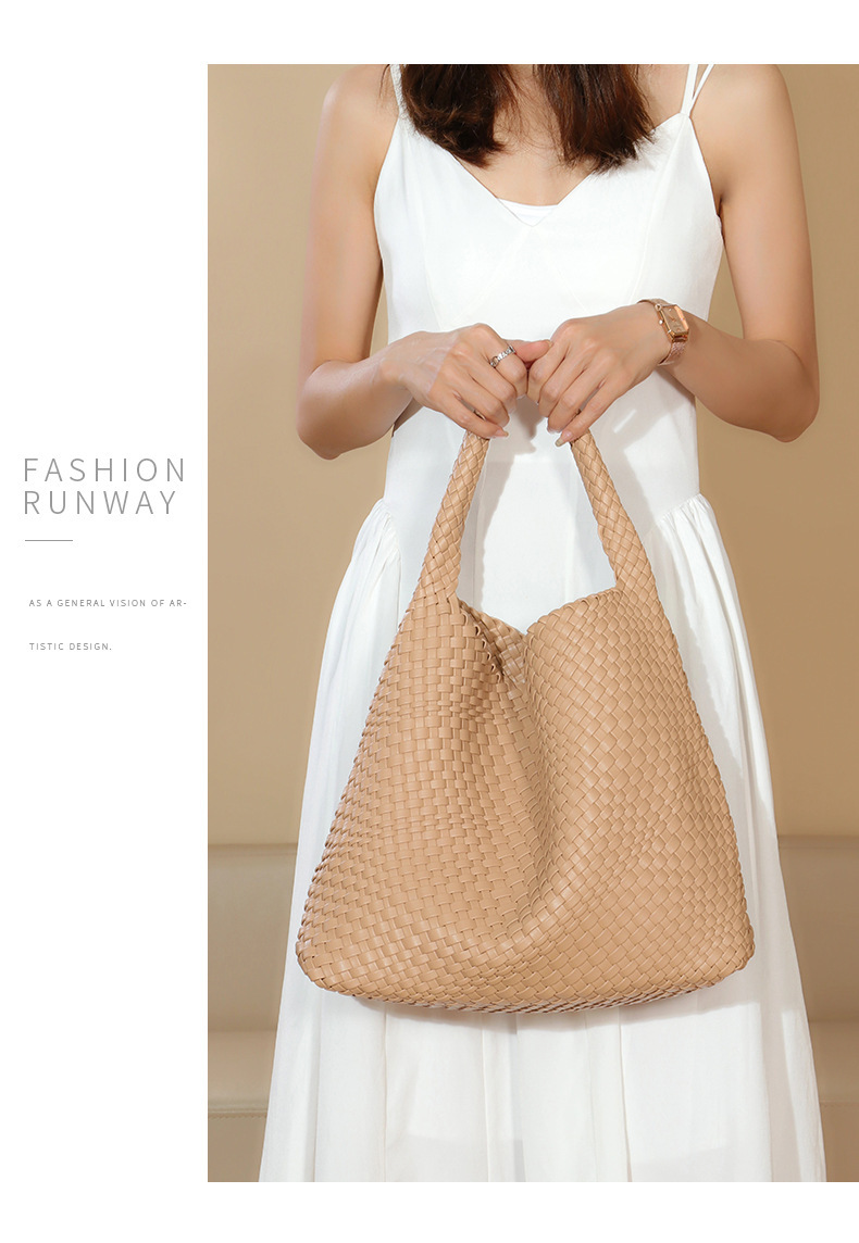 Custom Woven Shoulder Bag Set Women Fashion Casual Soft Texture Handbag with Detachable Pouch ODM