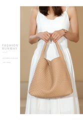 Custom Woven Shoulder Bag Set Women Fashion Casual Soft Texture Handbag with Detachable Pouch ODM
