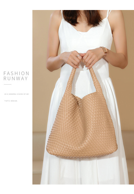 Custom Woven Shoulder Bag Set Women Fashion Casual Soft Texture Handbag with Detachable Pouch ODM