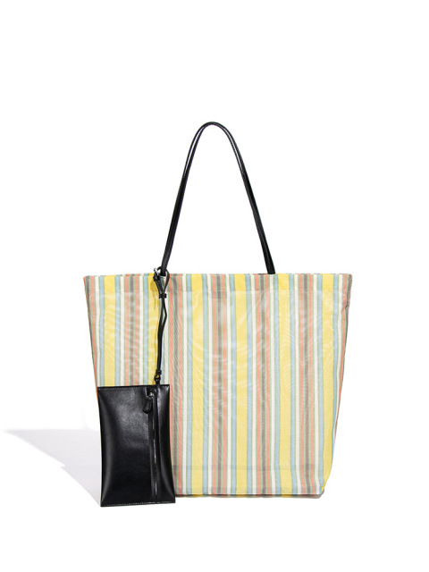 Handmade Rainbow Stripe Tote Bag 2026 New Shoulder Underarm Bag Set with Small Pouch OEM