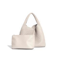 Custom Woven Shoulder Bag Set Women Fashion Casual Soft Texture Handbag with Detachable Pouch ODM