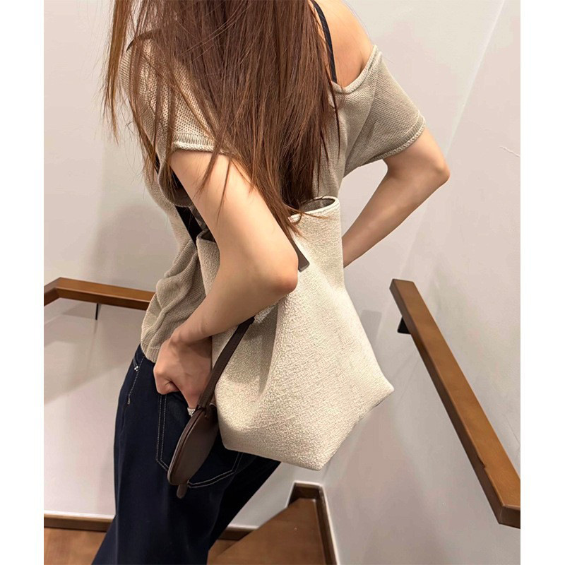 Handmade Wax Rope Woven Tote Bag 2026 New Korean Style Hollow Breathable Casual Basket Shoulder Bag OEM