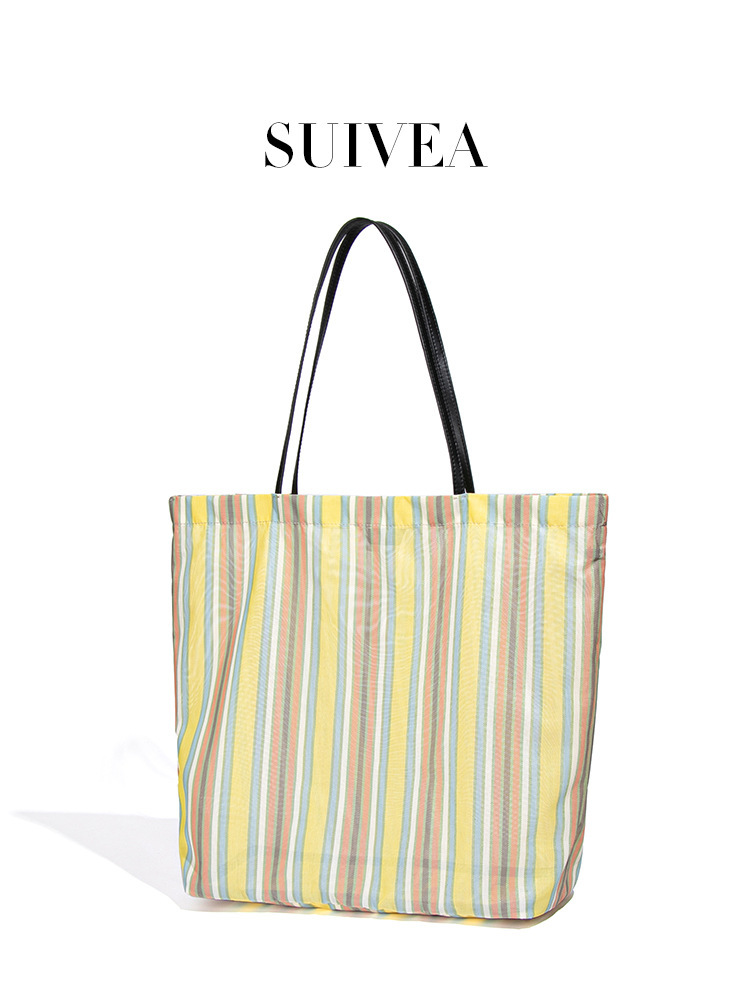 Handmade Rainbow Stripe Tote Bag 2026 New Shoulder Underarm Bag Set with Small Pouch OEM