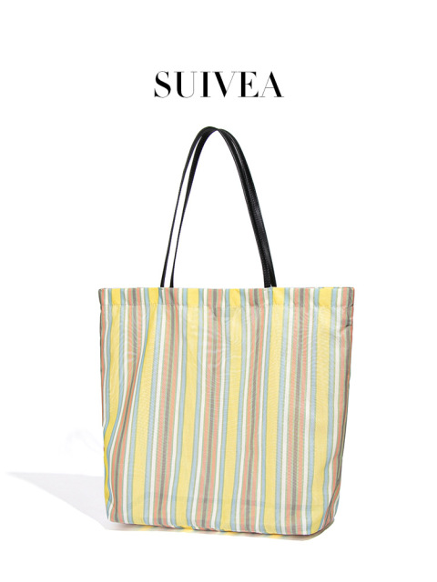 Handmade Rainbow Stripe Tote Bag 2026 New Shoulder Underarm Bag Set with Small Pouch OEM