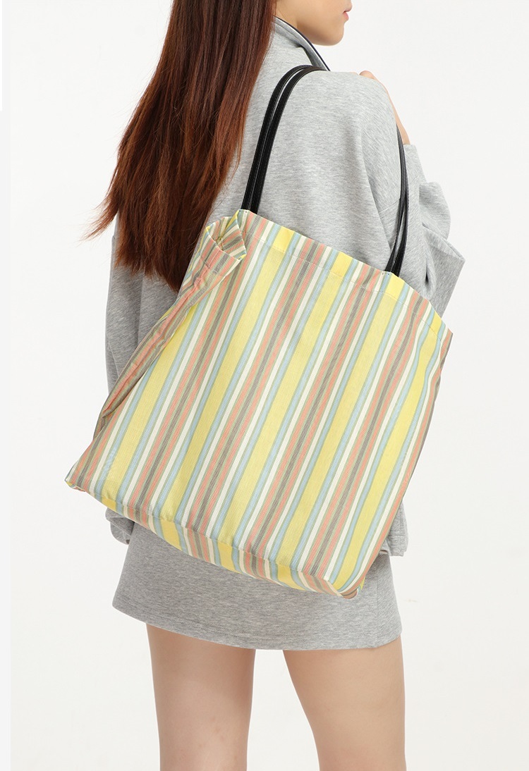 Handmade Rainbow Stripe Tote Bag 2026 New Shoulder Underarm Bag Set with Small Pouch OEM
