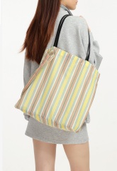 Handmade Rainbow Stripe Tote Bag 2026 New Shoulder Underarm Bag Set with Small Pouch OEM