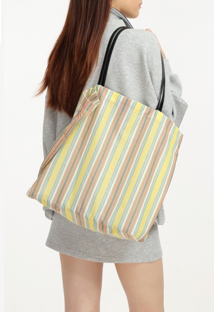 Handmade Rainbow Stripe Tote Bag 2026 New Shoulder Underarm Bag Set with Small Pouch OEM
