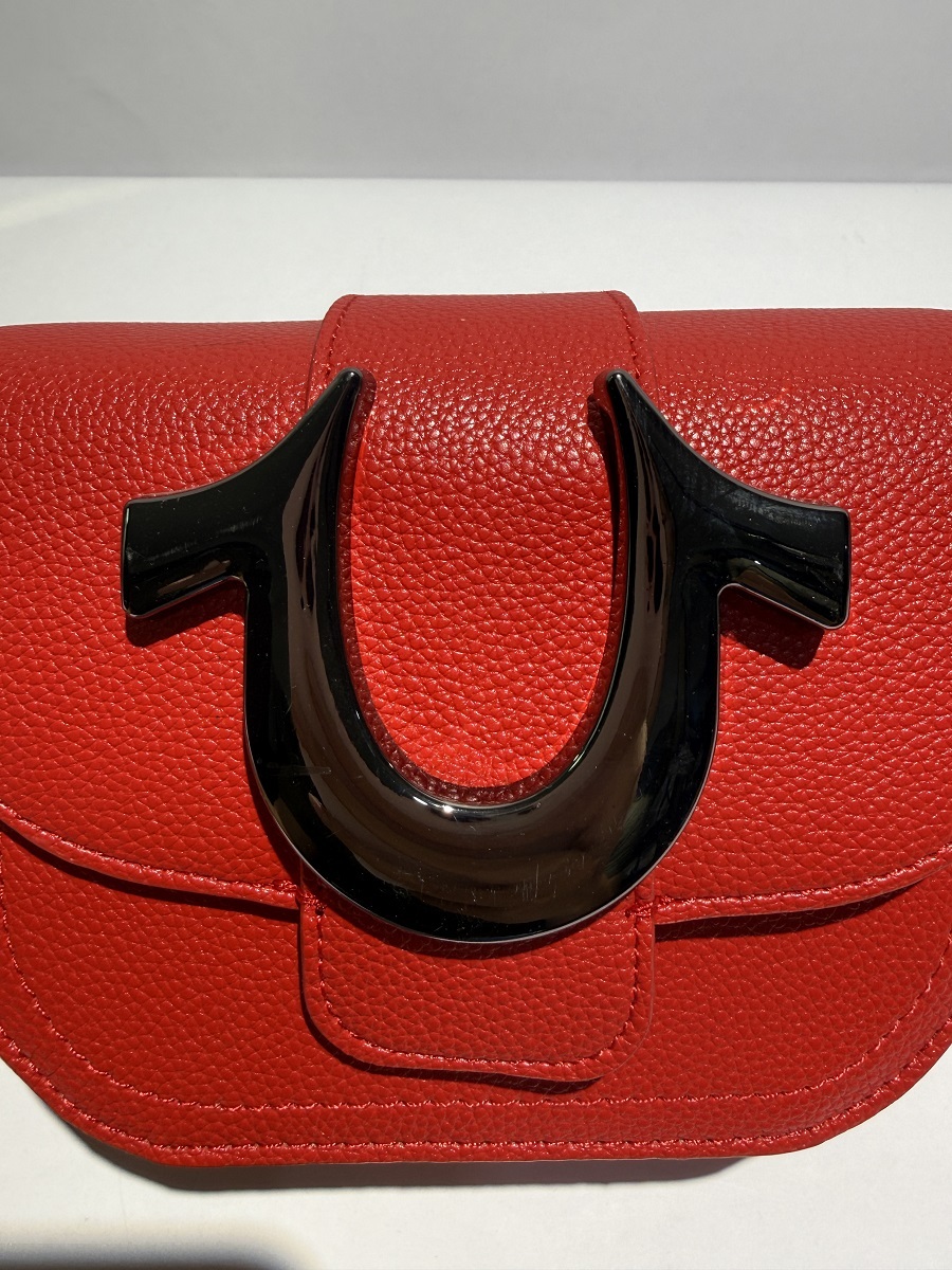 PU Shoulder Bag with Large Metal Logo & Logo Webbing Strap | Louis Bags