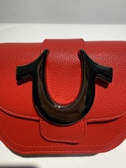 PU Shoulder Bag with Large Metal Logo & Logo Webbing Strap | Louis Bags