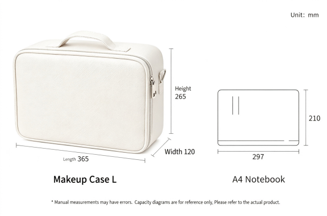 2026 New Travel Makeup Case with 3-Color LED Mirror | Food-Grade Silicone Waterproof Cosmetic Organizer