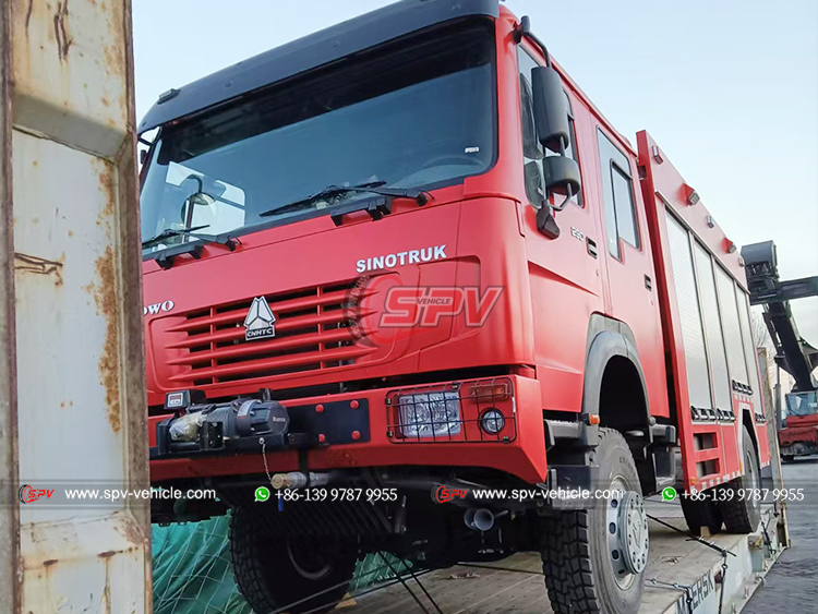 4x4 Fire Truck Loaded Onto Frame Container
