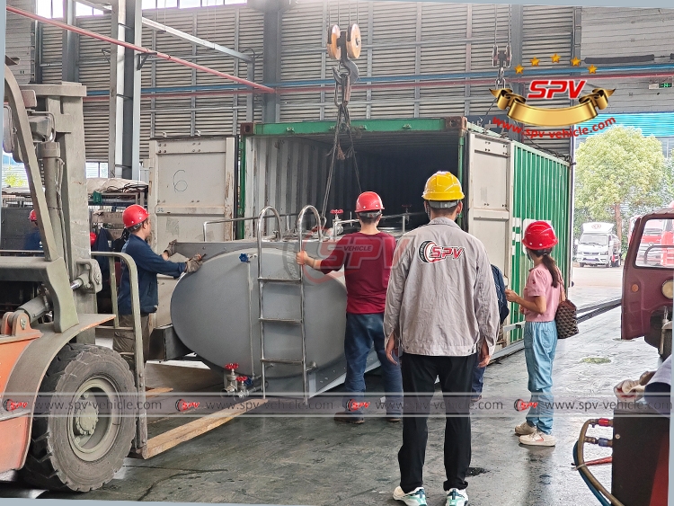 5,000 Litres Stainless Steel Water Tanker SKD Loading Into Container