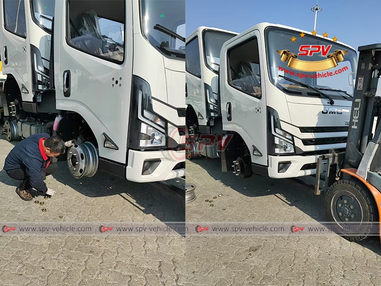 Removing Tyres and Rims of JMC Cargo Trucks 