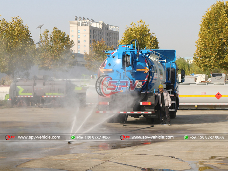 Jetting Nozzle Working Test of 16,000L Sewage Vacuum Truck