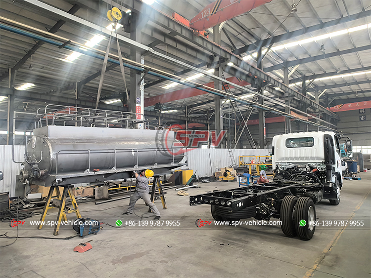 Septic Tank Installed on Chassis in Workshop