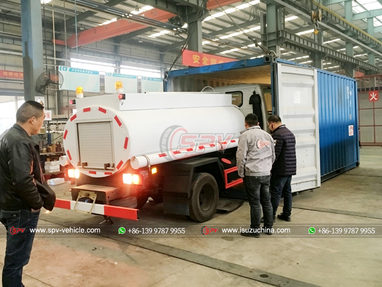 Mini Diesel Dispensing Truck Loading into Container