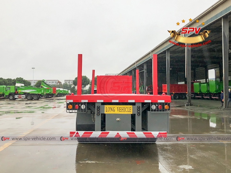 3 Axles Flatbed Semitrailer with Stakes - Rear