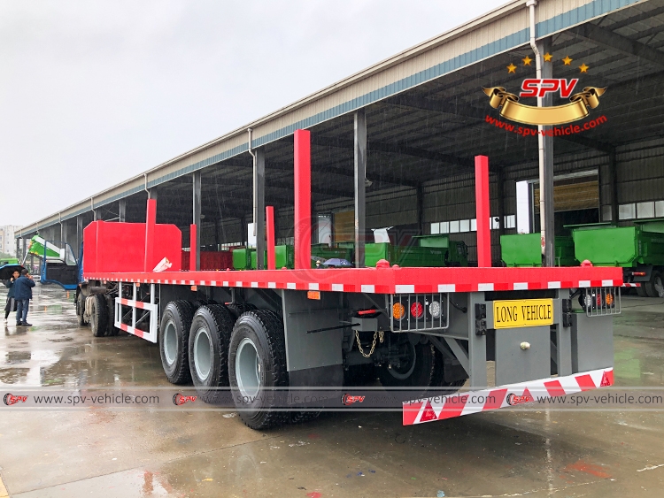 3 Axles Stake Flatbed Trailer - Rear Left