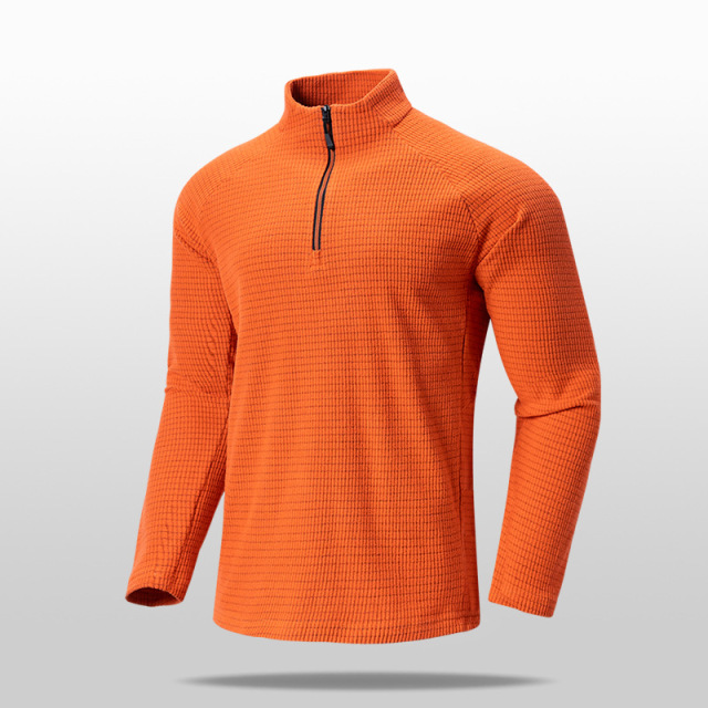 Men's Check Fleece Zip-Up Stand Collar Sweatshirt Custom Size, Logo & Style Available