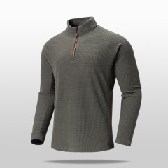Men's Check Fleece Zip-Up Stand Collar Sweatshirt Custom Size, Logo & Style Available