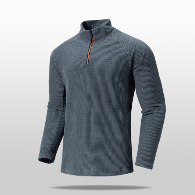 Men's Check Fleece Zip-Up Stand Collar Sweatshirt Custom Size, Logo & Style Available