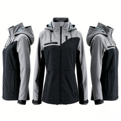 Women's Waterproof Hiking Jacket - Black & Gray Two-Tone Windproof Outdoor Shell  ODM Service – Custom Size, Logo & Style Available