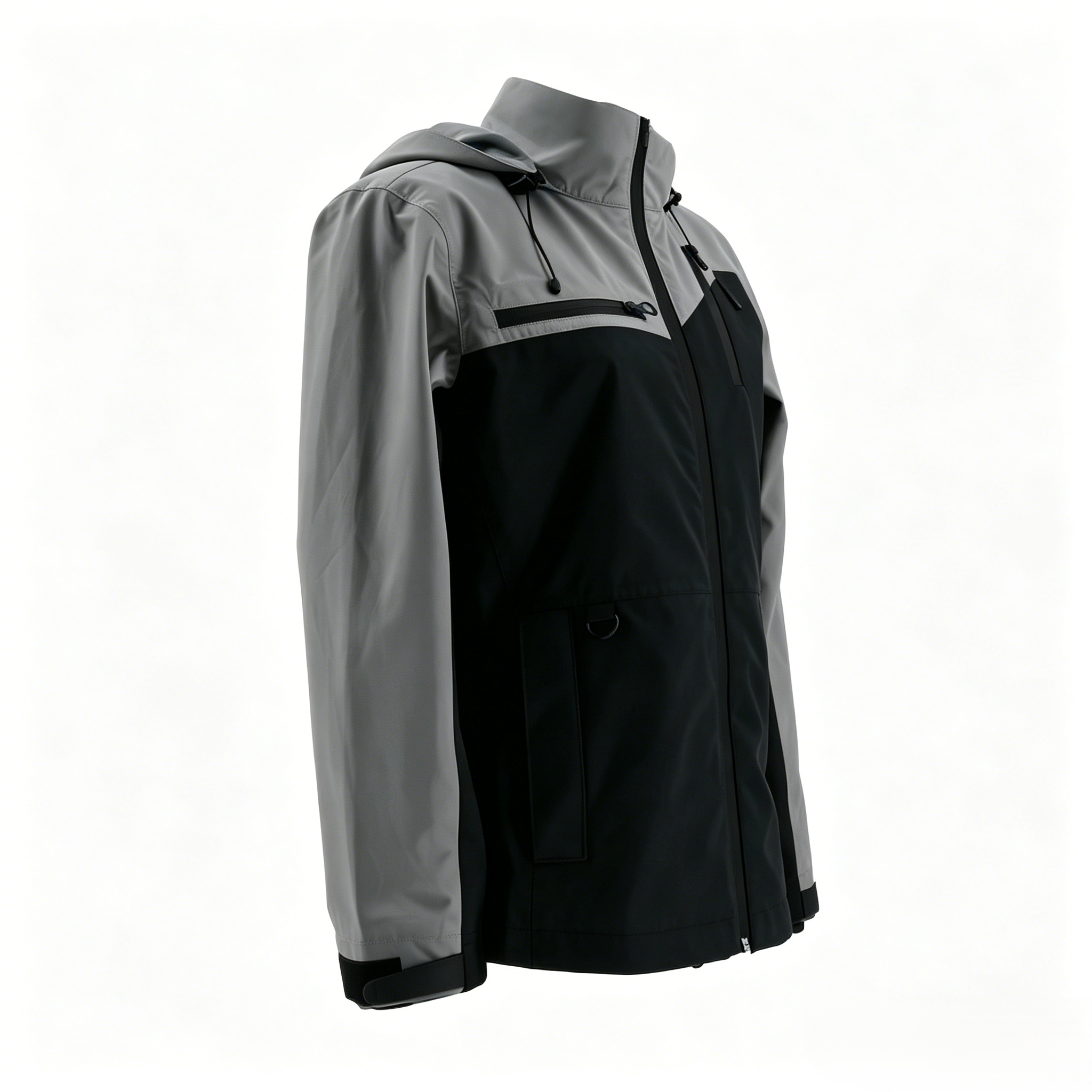 Women's Waterproof Hiking Jacket - Black & Gray Two-Tone Windproof Outdoor Shell  ODM Service – Custom Size, Logo & Style Available