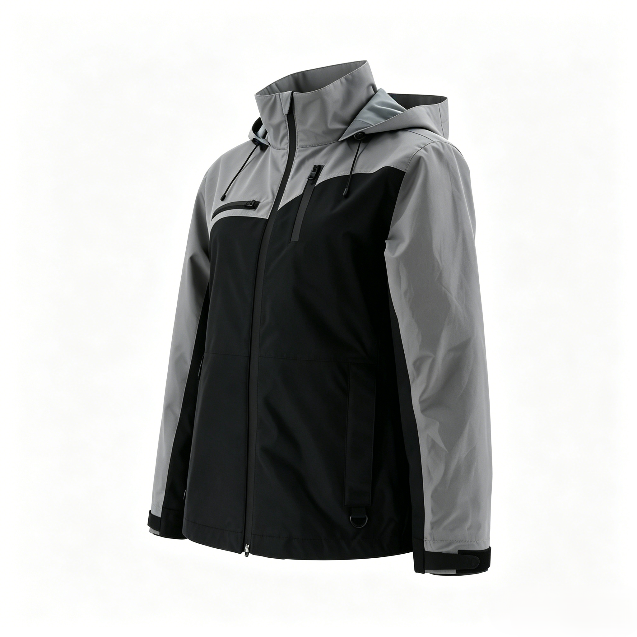 Women's Waterproof Hiking Jacket - Black & Gray Two-Tone Windproof Outdoor Shell  ODM Service – Custom Size, Logo & Style Available