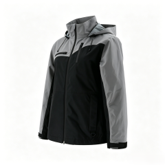 Women's Waterproof Hiking Jacket - Black & Gray Two-Tone Windproof Outdoor Shell  ODM Service – Custom Size, Logo & Style Available