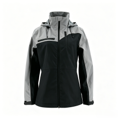 Women's Waterproof Hiking Jacket - Black & Gray Two-Tone Windproof Outdoor Shell  ODM Service – Custom Size, Logo & Style Available
