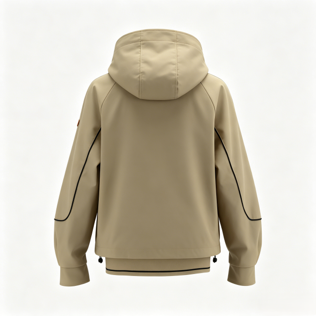 Women’s Khaki Hooded Windbreaker Jacket  ODM Service – Custom Size, Logo & Style Available