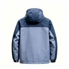 Urban Casual Colorblock Hood Coat, Men Triple Repellent (Water/Oil/Stain) Windbreaker  ODM Service – Custom Size, Logo & Style Available